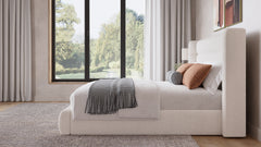 Frank Upholstered California King Wingback Platform Bed in Cottage Cheese Boucle - Ornate Home