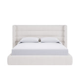 Frank Upholstered California King Wingback Platform Bed in Cottage Cheese Boucle - Ornate Home
