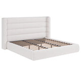 Frank Upholstered California King Wingback Platform Bed in Cottage Cheese Boucle - Ornate Home