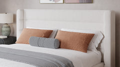 Frank Upholstered Eastern King Wingback Platform Bed in Cottage Cheese Boucle - Ornate Home
