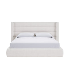 Frank Upholstered Eastern King Wingback Platform Bed in Cottage Cheese Boucle - Ornate Home