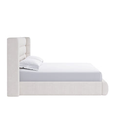 Frank Upholstered Eastern King Wingback Platform Bed in Cottage Cheese Boucle - Ornate Home