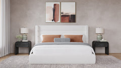 Frank Upholstered Full Wingback Platform Bed in Cottage Cheese Boucle - Ornate Home