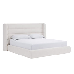 Frank Upholstered Full Wingback Platform Bed in Cottage Cheese Boucle - Ornate Home