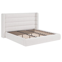 Frank Upholstered Full Wingback Platform Bed in Cottage Cheese Boucle - Ornate Home