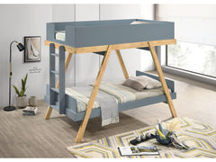 Frankie Blue Twin Over Twin Bunk Bed with 7-inch Mattresses - Ornate Home