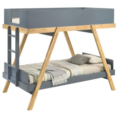 Frankie Blue Twin Over Twin Bunk Bed with 7-inch Mattresses - Ornate Home