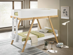Frankie White Twin Over Twin Bunk Bed with 7-inch Mattresses - Ornate Home
