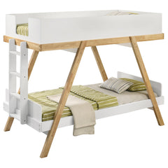 Frankie White Twin Over Twin Bunk Bed with 7-inch Mattresses - Ornate Home