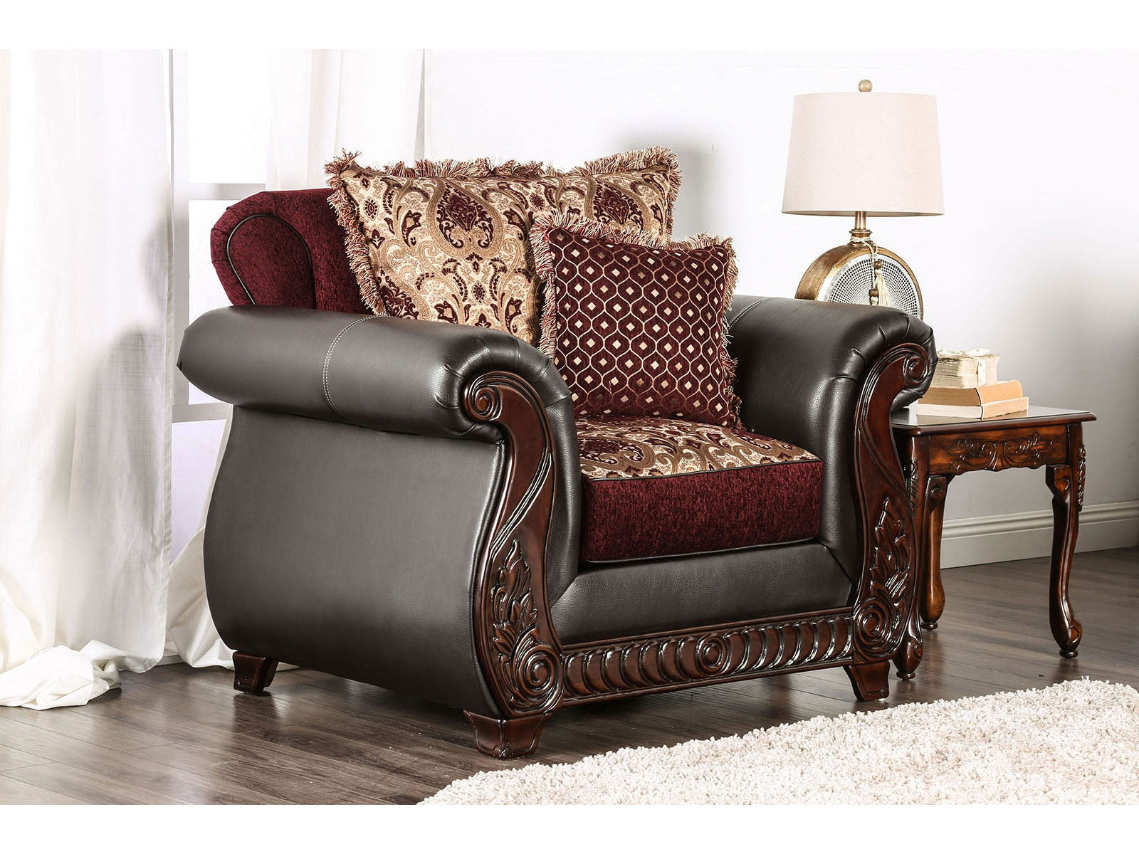 Franklin Burgundy/Espresso Chair - Ornate Home
