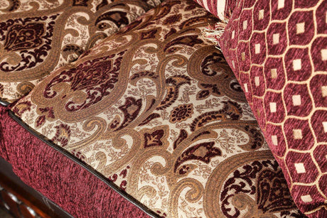 Franklin Burgundy & Espresso Loveseat - Ornate Home