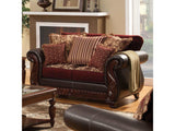 Franklin Burgundy & Espresso Loveseat - Ornate Home