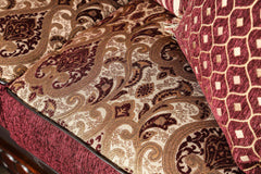 Franklin Burgundy & Espresso Stationary Sofa - Ornate Home