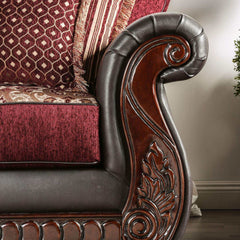 Franklin Burgundy & Espresso Loveseat - Ornate Home