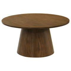 Franklin Dark Brown 36-inch Round Pedestal Coffee Table - Ornate Home