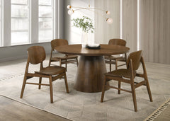 Franklin Dark Brown 5-piece 54-inch Round Dining Table Set - Ornate Home