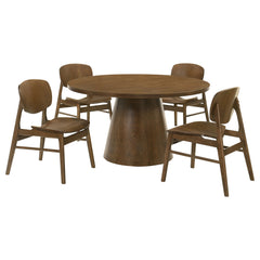 Franklin Dark Brown 5-piece 54-inch Round Dining Table Set - Ornate Home