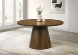 Franklin Dark Brown 54-inch Round Wood Pedestal Base Dining Table - Ornate Home
