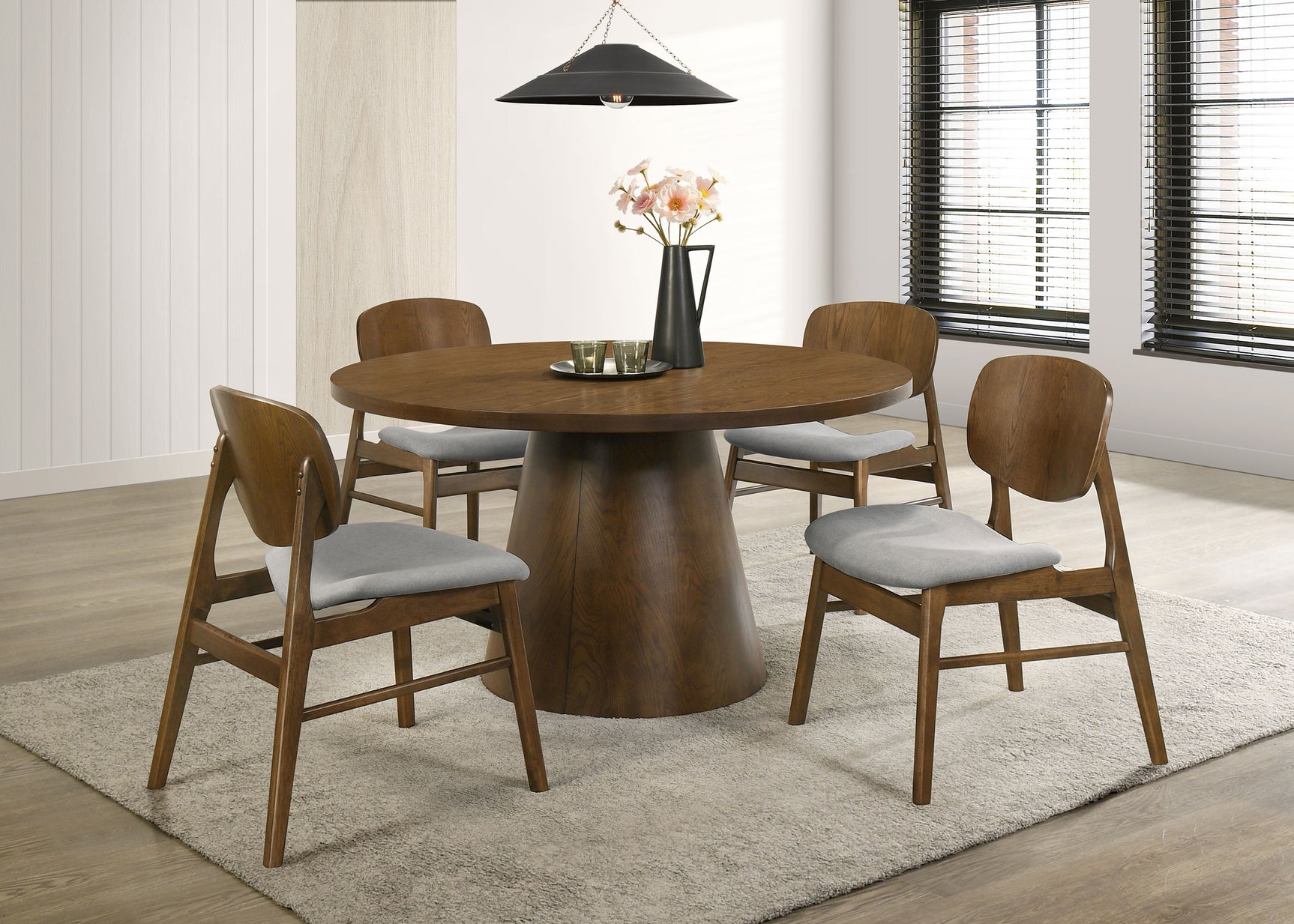 Franklin Dark Brown 54-inch Round Wood Pedestal Base Dining Table - Ornate Home
