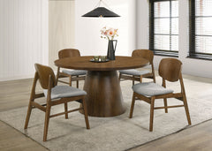 Franklin Dark Brown 54-inch Round Wood Pedestal Base Dining Table - Ornate Home