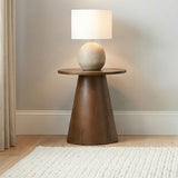 Franklin Dark Brown Round Wood Pedestal Side End Table - Ornate Home