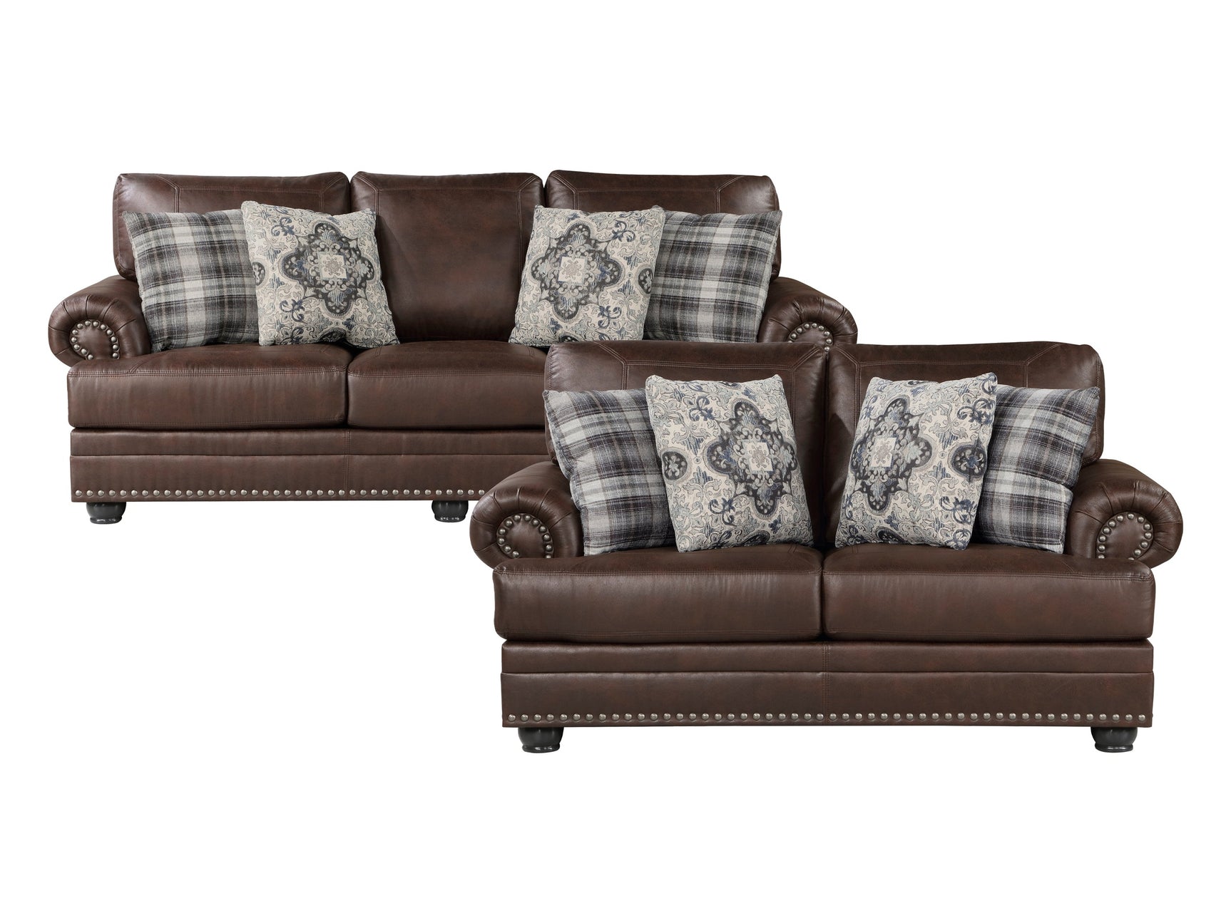 Franklin Dark Brown Sofa & Loveseat - Ornate Home