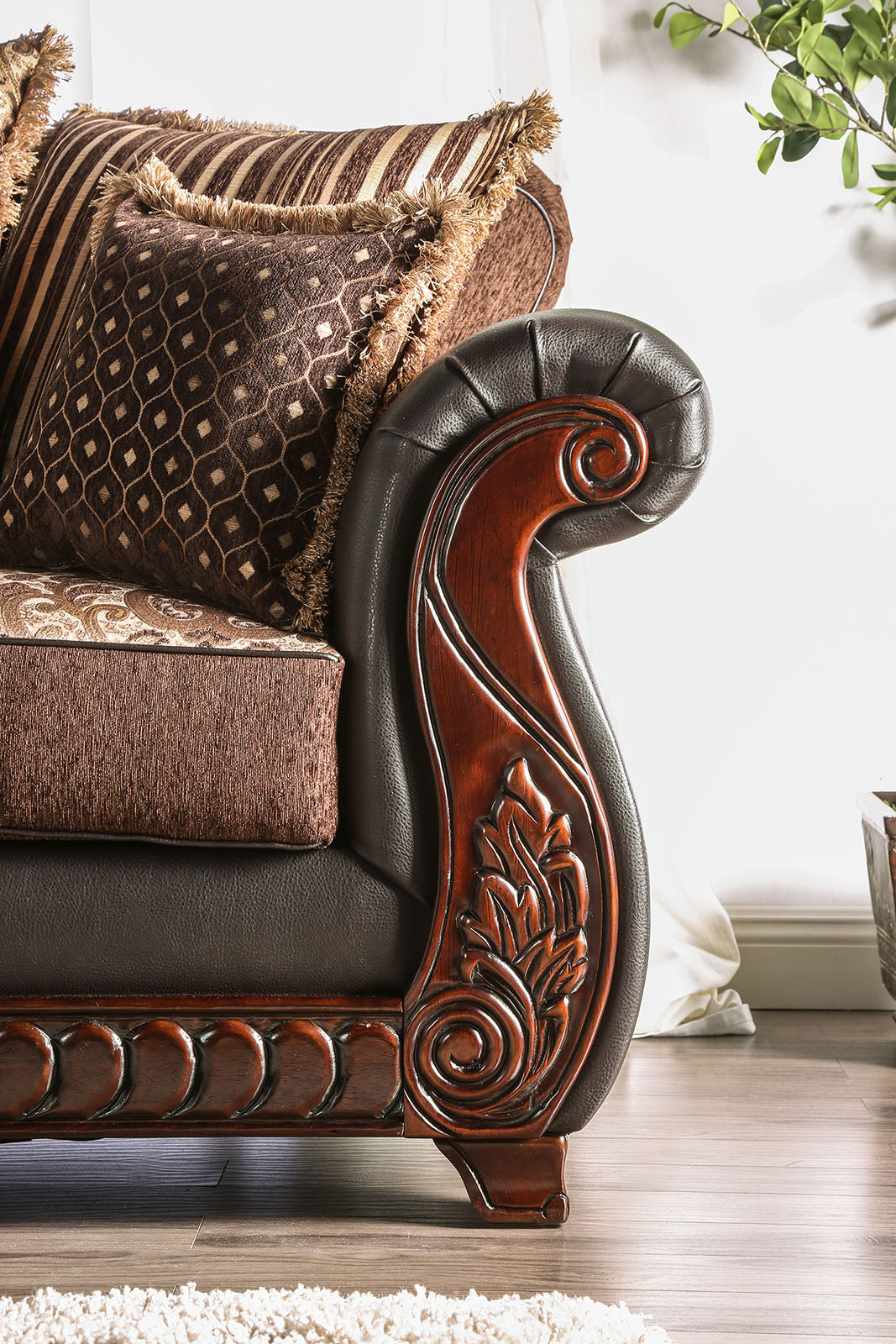Franklin Dark Brown/Tan Chair - Ornate Home
