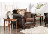 Franklin Dark Brown & Tan Stationary Sofa & Loveseat 2pc - Ornate Home