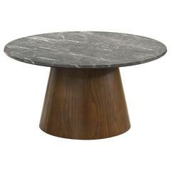 Franklin Grey/Dark Brown 3-piece Round Pedestal Coffee Table Set - Ornate Home