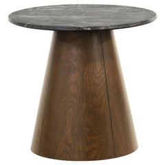Franklin Grey/Dark Brown Round Wood Pedestal Side End Table - Ornate Home