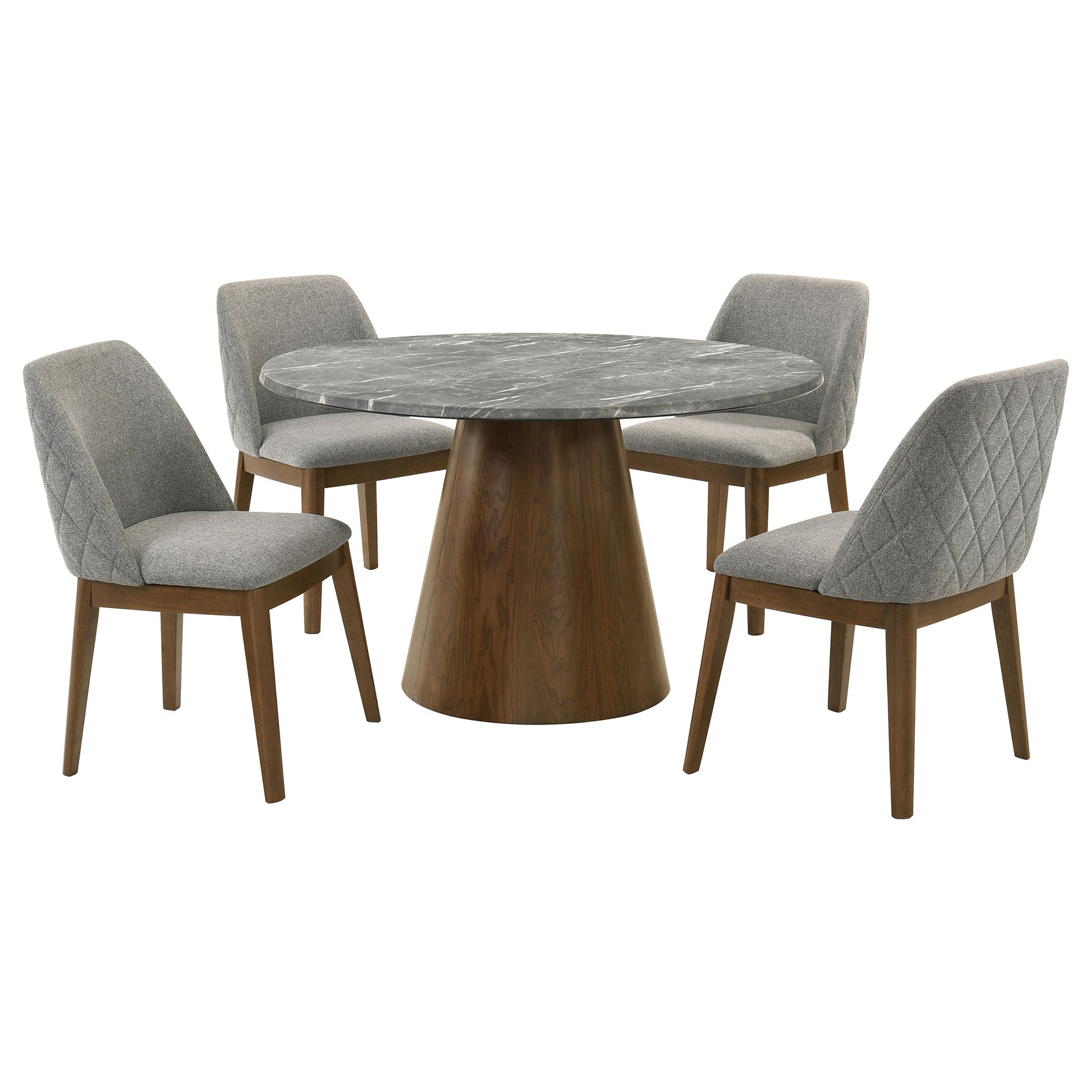 Franklin Grey/Dark Oak 5-piece Round Dining Table Set - Ornate Home