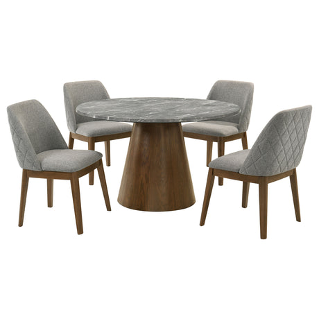 Franklin Grey/Dark Oak 5-piece Round Dining Table Set - Ornate Home