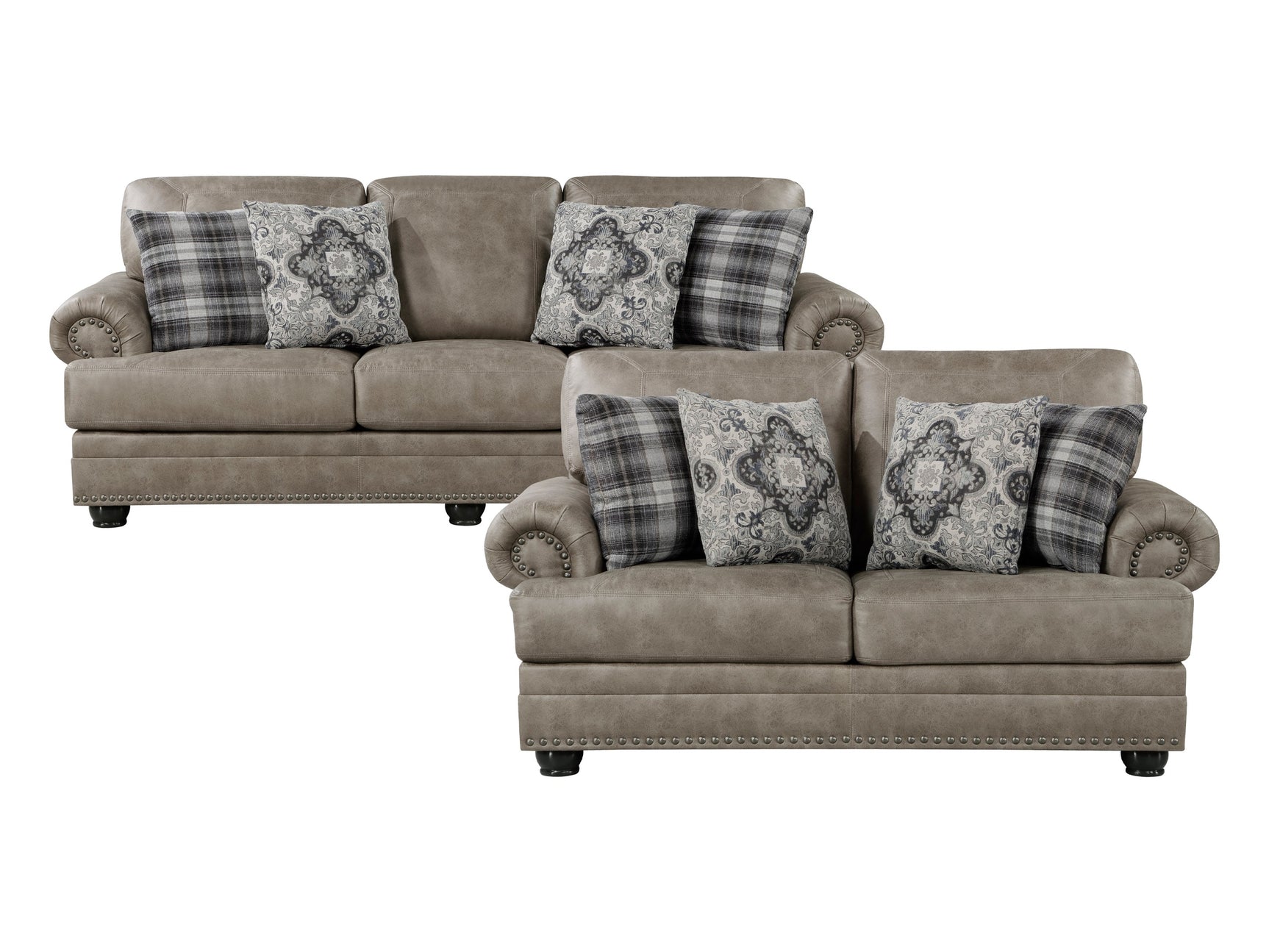 Franklin Mushroom Brown Sofa & Loveseat - Ornate Home