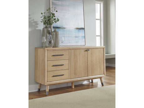Franklin Three Drawer Two Door White Oak Sideboard in Au Natural - Ornate Home