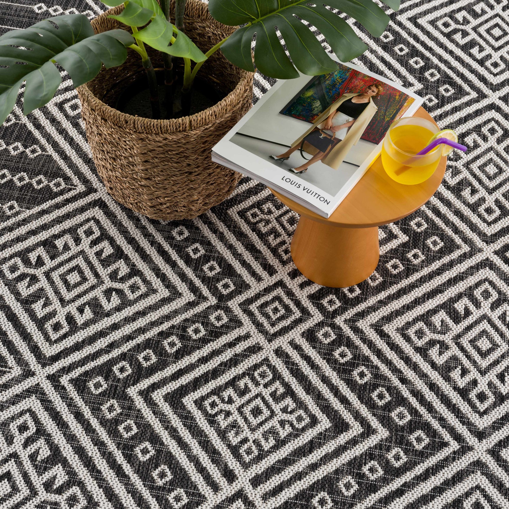 Frankville Black&White All Over Performance Outdoor Rug - Ornate Home