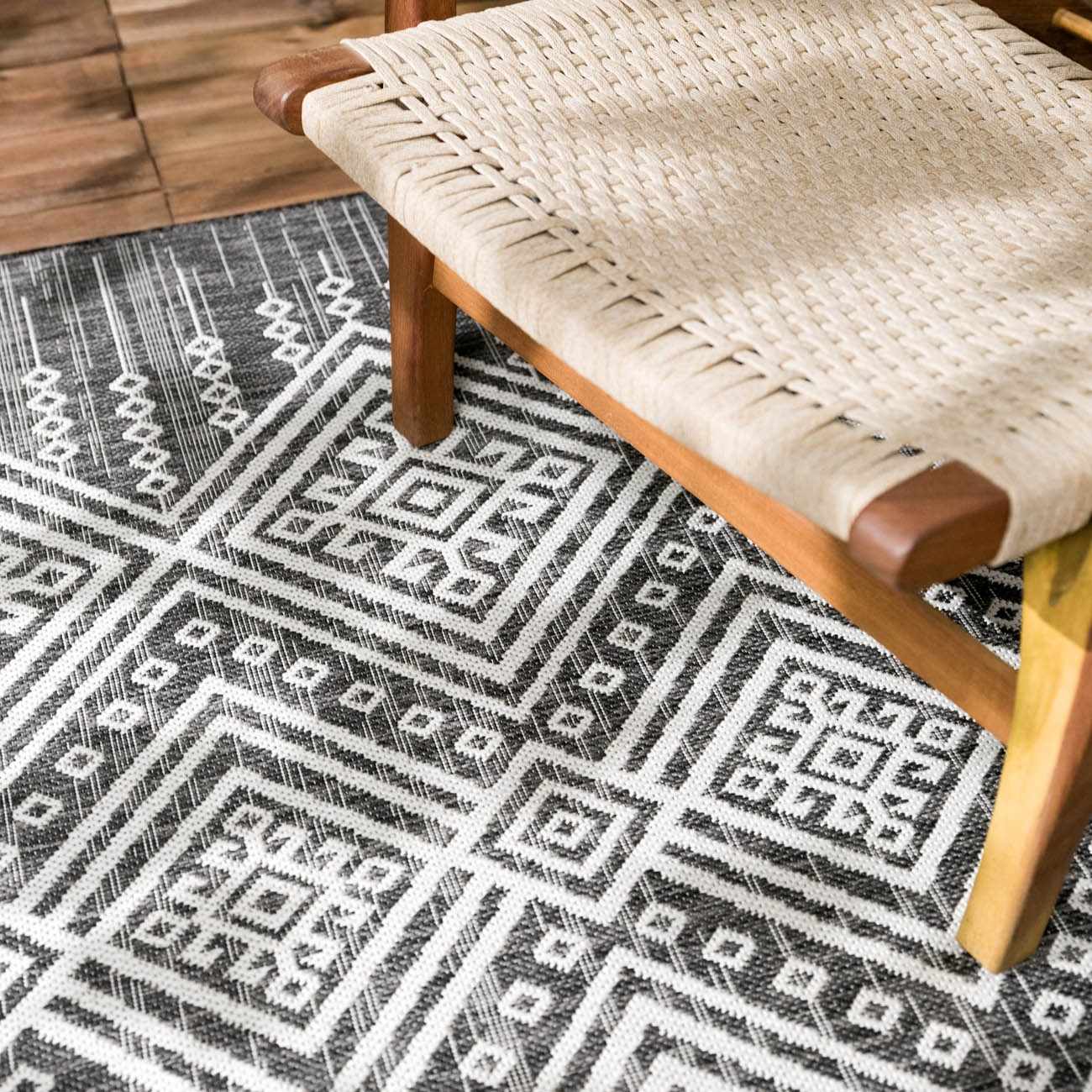 Frankville Black&White All Over Performance Outdoor Rug - Ornate Home