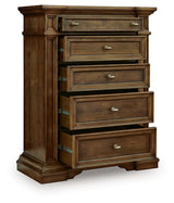 Frantanna Brown Five Drawer Chest - Ornate Home