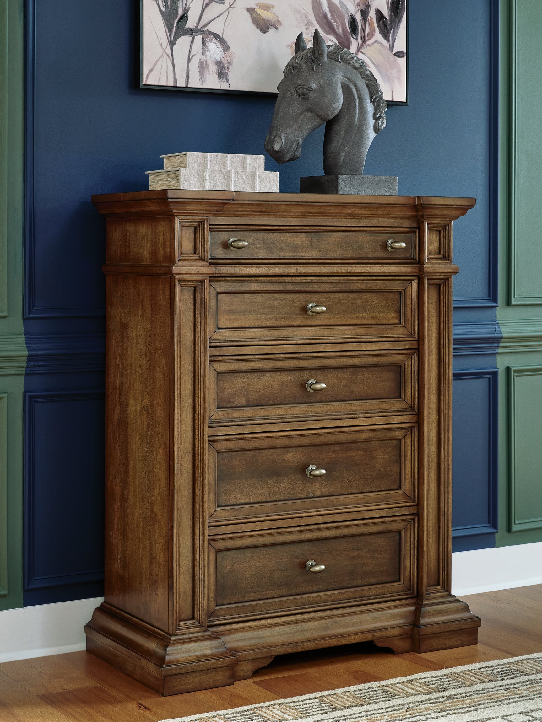 Frantanna Brown Five Drawer Chest - Ornate Home