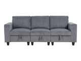 Franz Beige Walterboro Dark Gray Storage Sofa with Charging Ports - Ornate Home