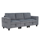 Franz Beige Walterboro Dark Gray Storage Sofa with Charging Ports - Ornate Home