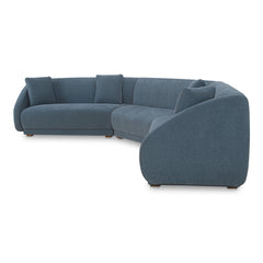 Fraser Deep Blue 3 Piece Modular Sectional with Wedge Slipper - Ornate Home