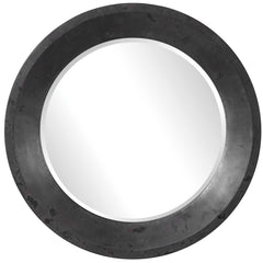 Frazier Black/Gray Round Industrial Mirror - Ornate Home