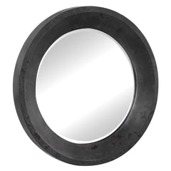 Frazier Black/Gray Round Industrial Mirror - Ornate Home