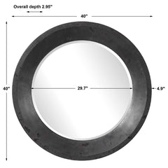 Frazier Black/Gray Round Industrial Mirror - Ornate Home