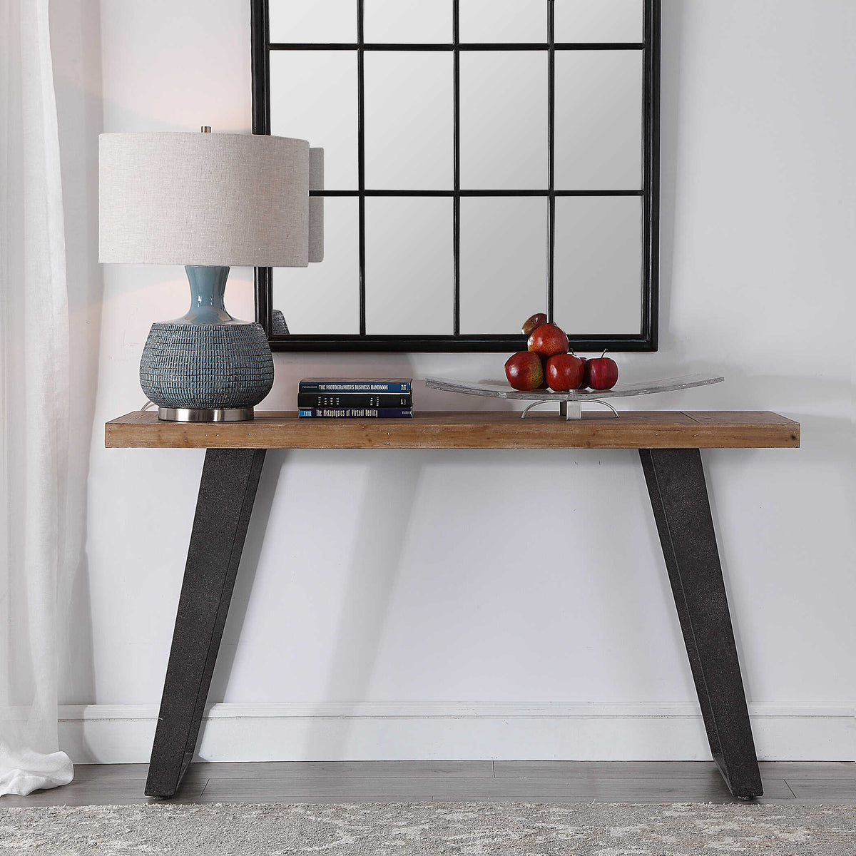 Freddy Black/Woodtone Weathered Console Table - Ornate Home