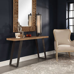 Freddy Black/Woodtone Weathered Console Table - Ornate Home