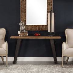 Freddy Black/Woodtone Weathered Console Table - Ornate Home
