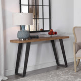Freddy Black/Woodtone Weathered Console Table - Ornate Home