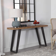 Freddy Black/Woodtone Weathered Console Table - Ornate Home