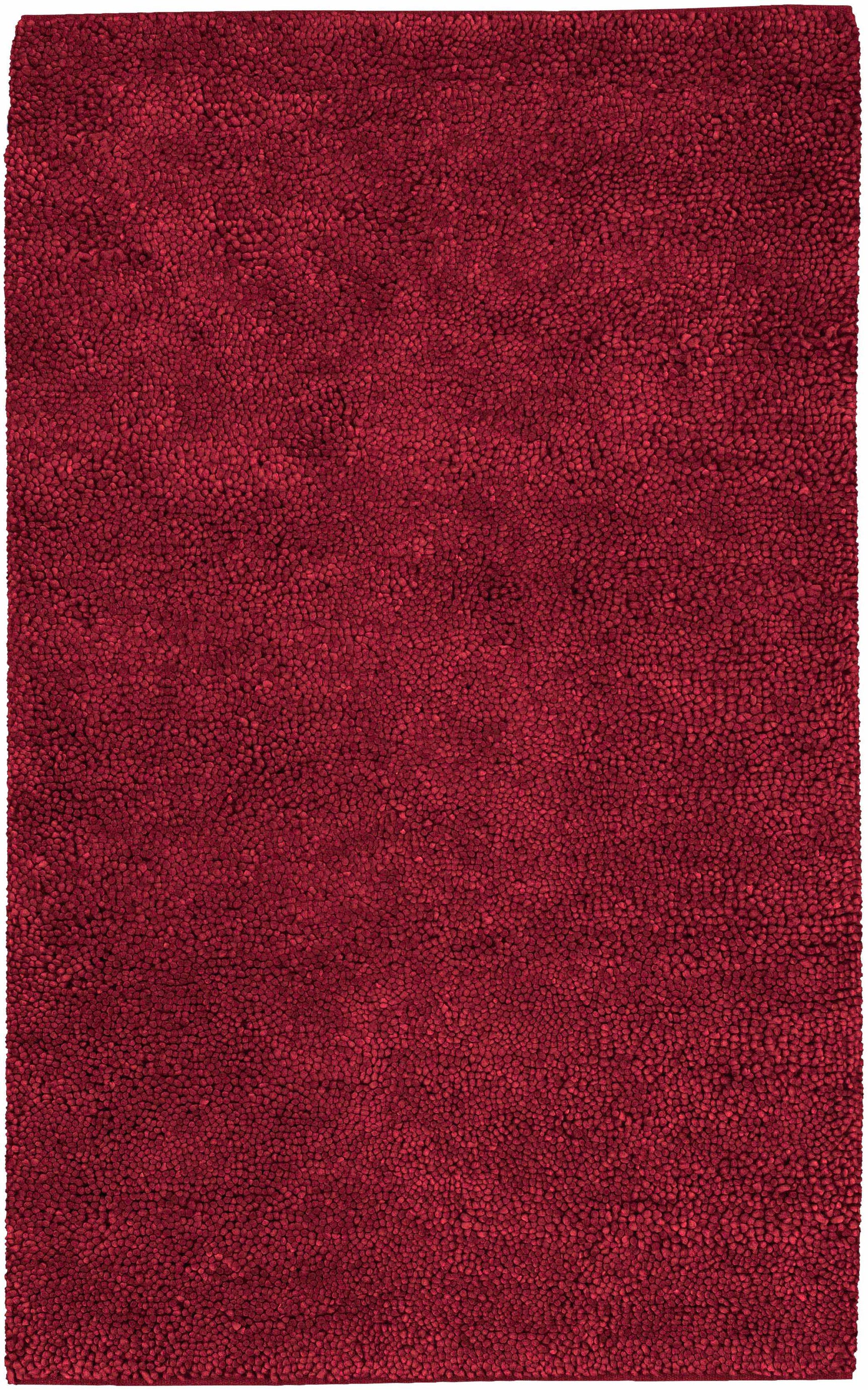 Frederika Solid Dark Red Wool Shag Rug - Clearance - Ornate Home